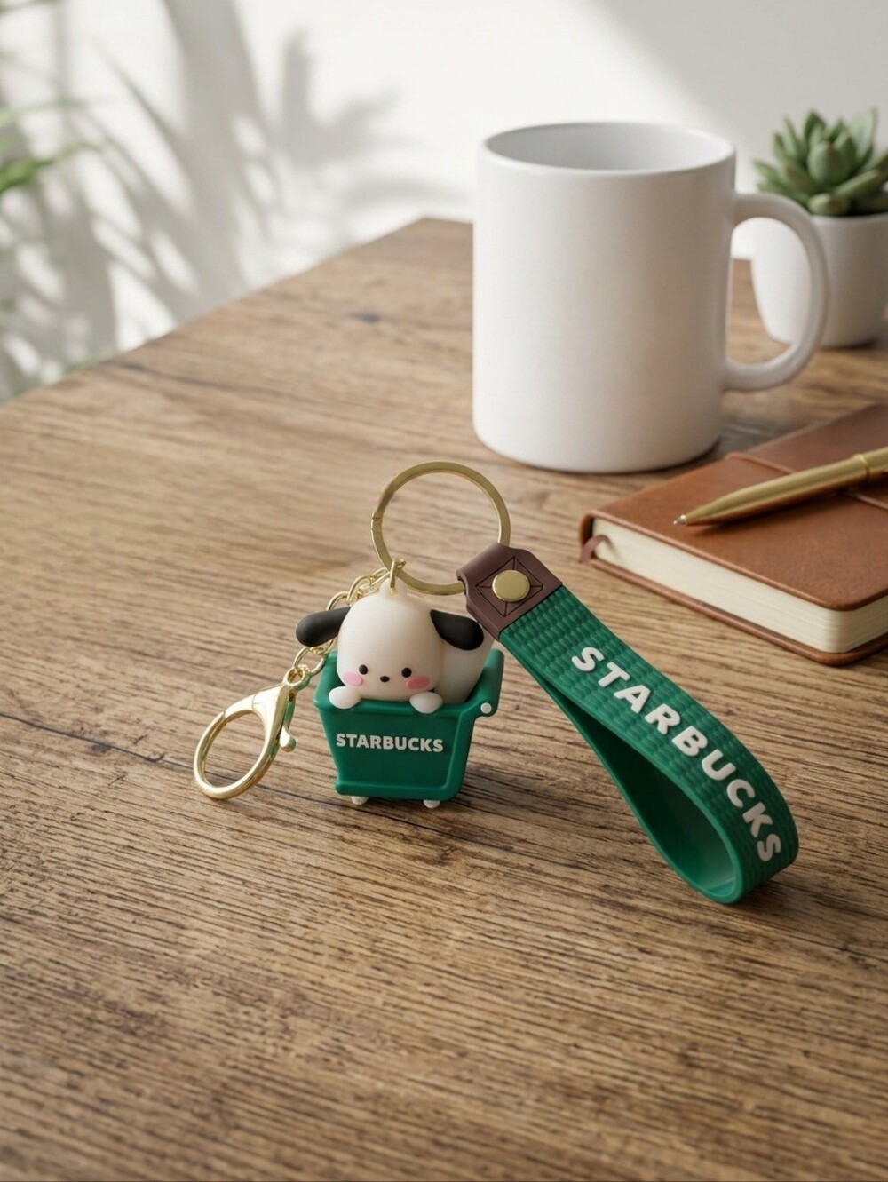 Pochacco Green Cart Keychain with Green Strap